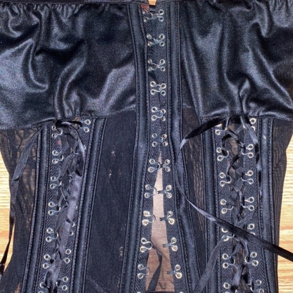 Gothic sheer/vinyl corset top